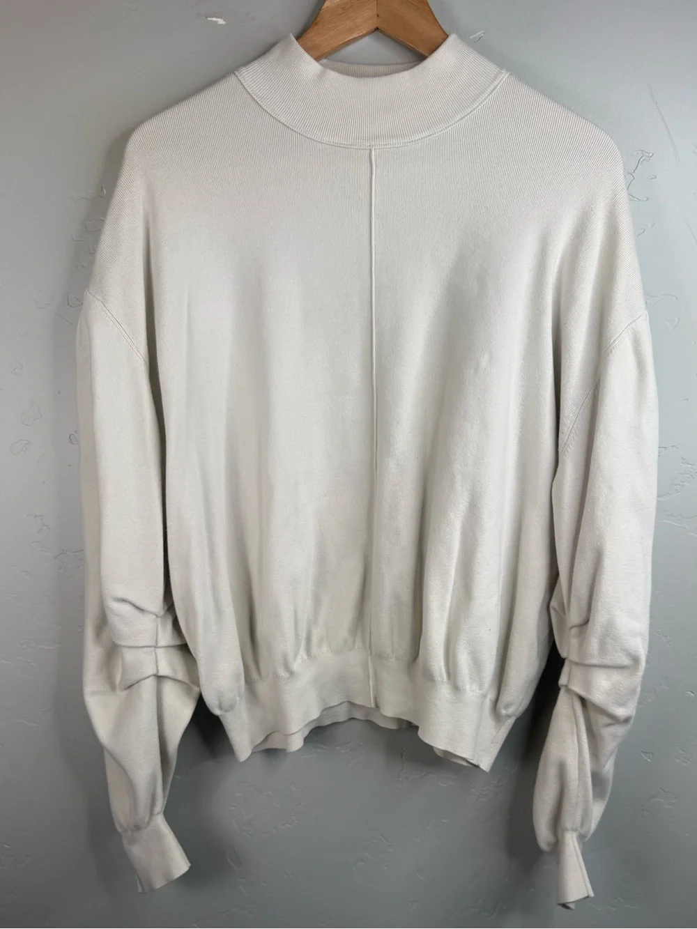 Free People Mock Neck Sweater Cream Oversized XS